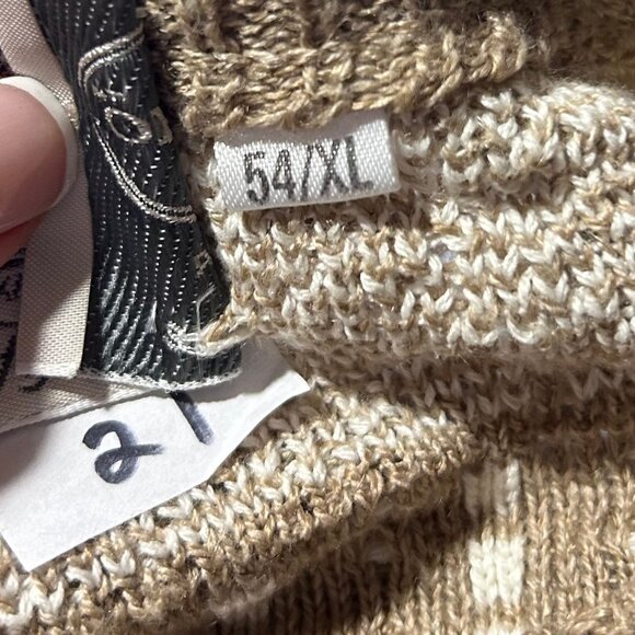 Mens Pronto Uomo Firenze Saks Fifth Avenue Tan White Knit Pullover Sweater XL * - Picture 9 of 9